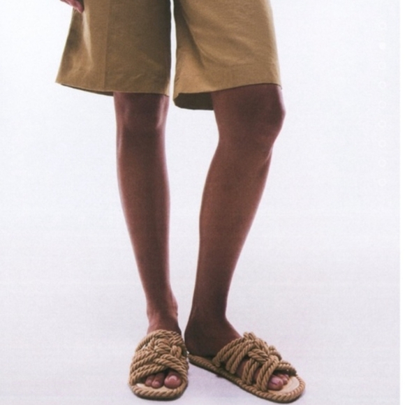 Zara Low Heel Knotted Taupe Sandals - Picture 2 of 4